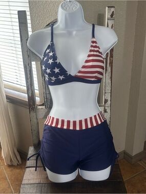 Star-Spangled Two-Piece Swim Set - Red, White & Navy Shouting 4th of July! 🧨